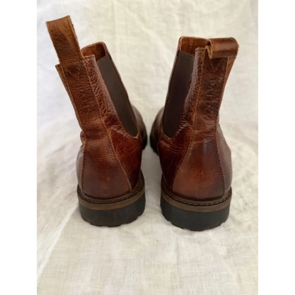 Patina Chelsea Boots Men Brown Leather Lug Sole Pull‎ On Ankle Boot 37